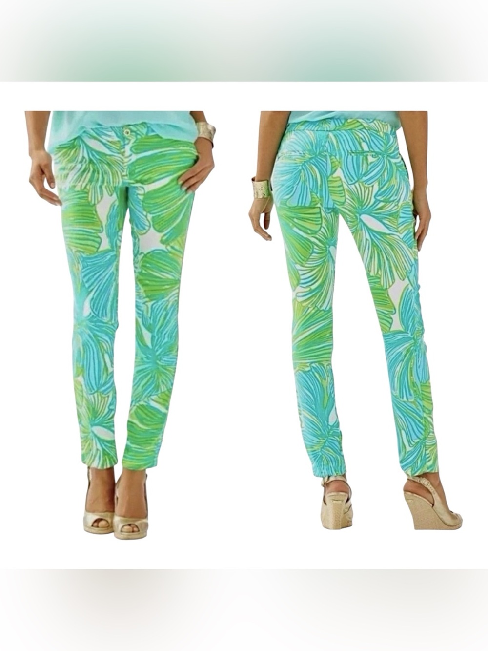 LILLY PULITZER ALINA SLIM ANKLE TROPICAL 🌴 PALM PANTS SIZE 4
